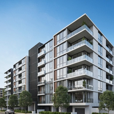 Modern apartment building exterior in Melbourne suburb