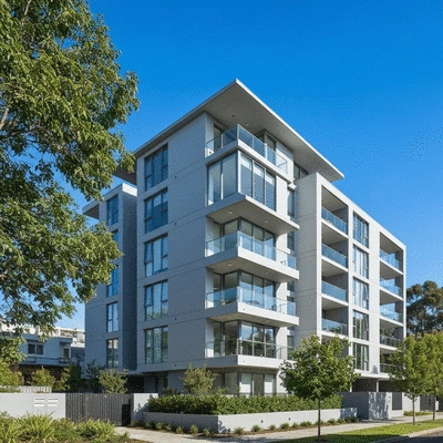 Modern apartment building exterior in Melbourne suburb